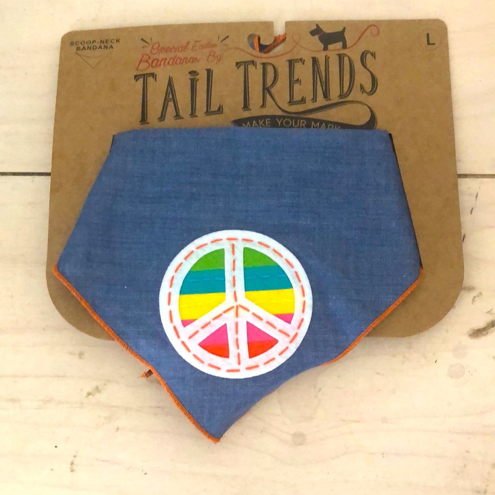 Embroidered peace sign scoop neck dog bandana